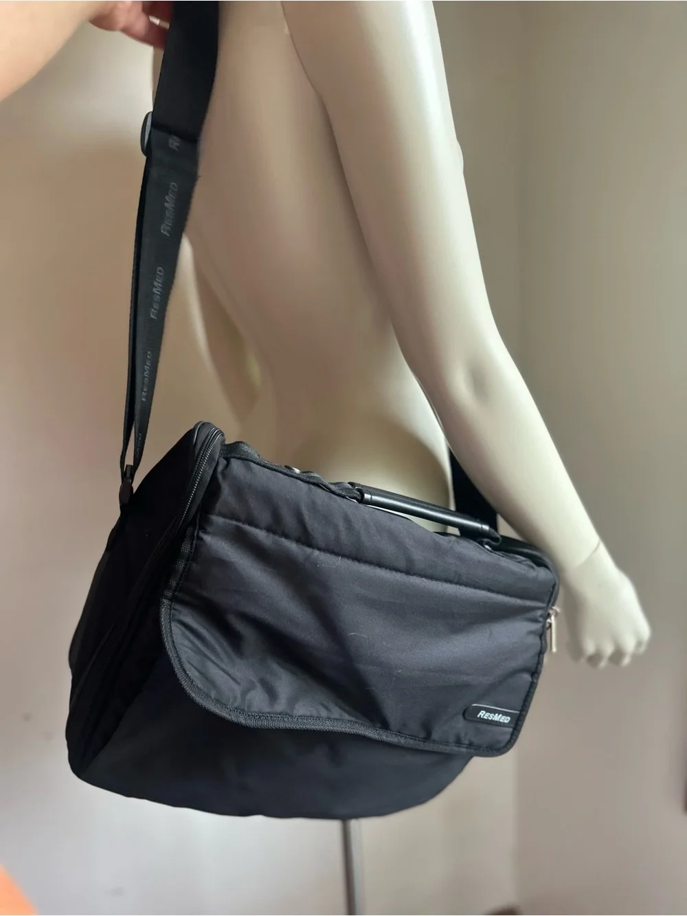 ResMed Black Messenger Bag with Adjustable Shoulder Strap